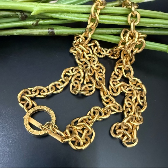 Karl Lagerfeld Jewelry - Vintage KARL LAGERFELD Gold-tone Chunky Chain Toggle Necklace 36” Long 144g.